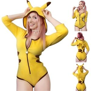 Little For Big Pokémon Pikachu Romper Bodysuit Costume Cosplay Women's Size M/L
